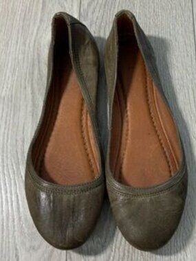 Frye Carson Ballet Flats Leather Slip On Olive Shoes